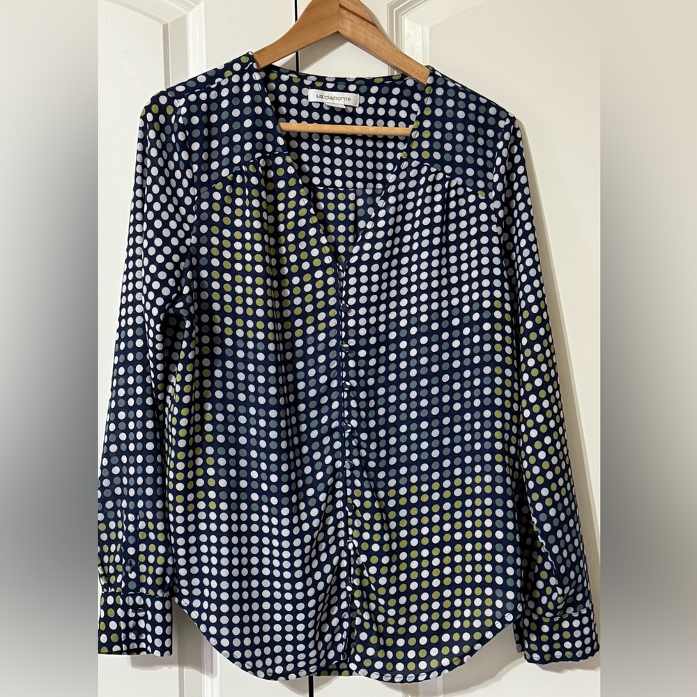 Liz Claiborne Navy Polka Dot Women's Top